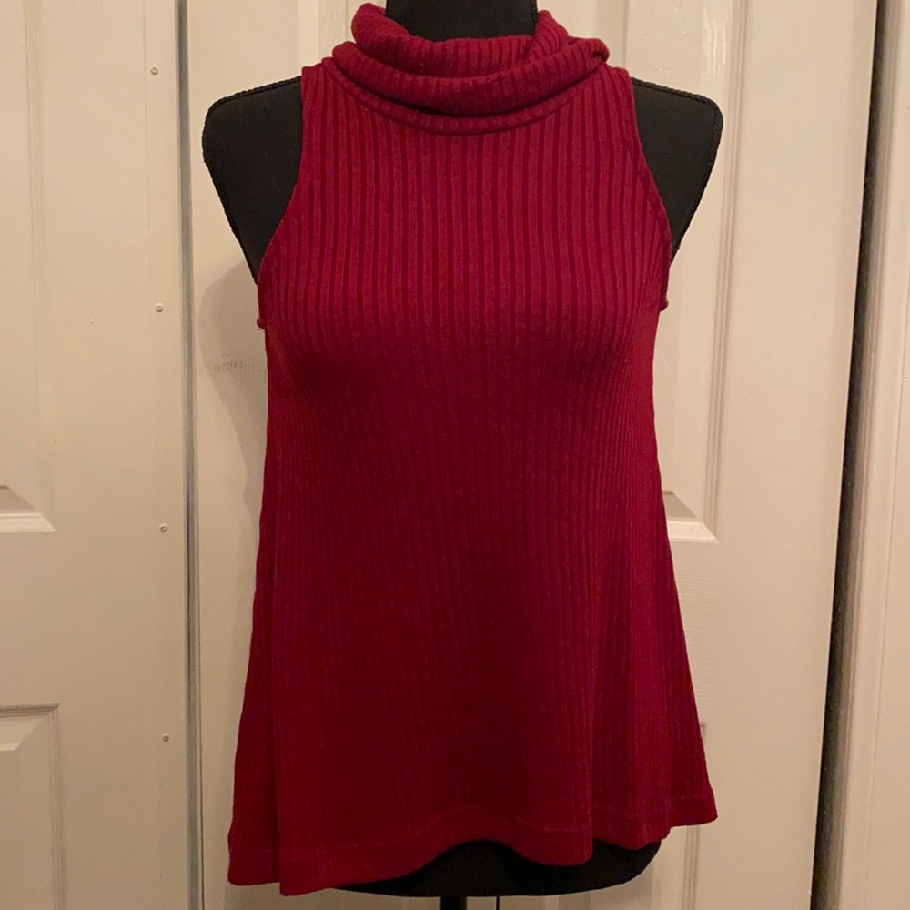 Iris | turtleneck | sleeveless | maroon | small